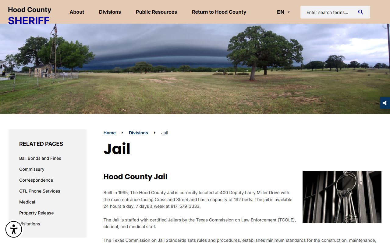 Hood County Jail overview and inmate lookup information